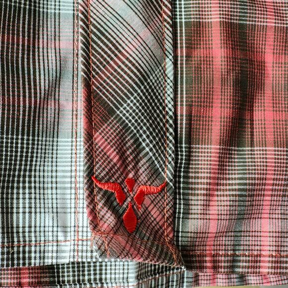 Wrangler 20X Red Plaid Texan Cowboy Farmer Shirt Men's 2X Pearl Button A0056 - Picture 5 of 7